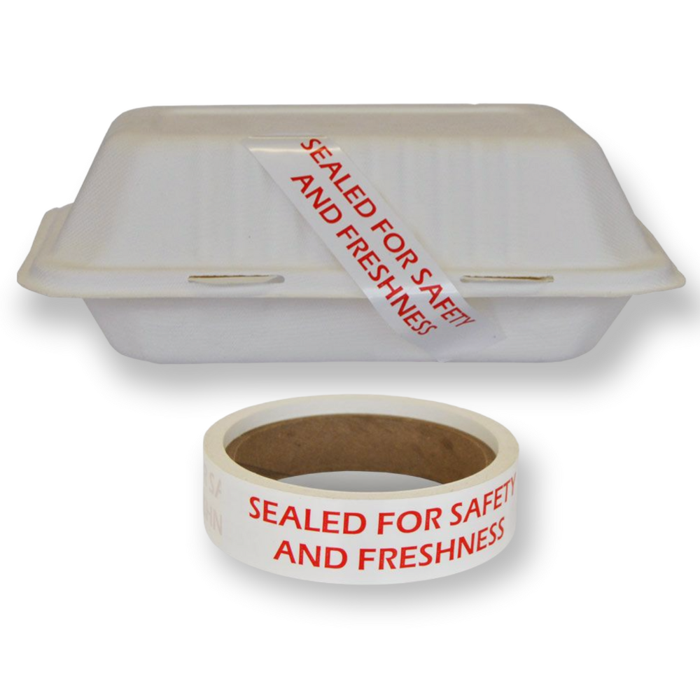 Take-Out Food Container Seals | Tamper Proof | 500 Per Roll - Eddie's Hang-Up Display Ltd.